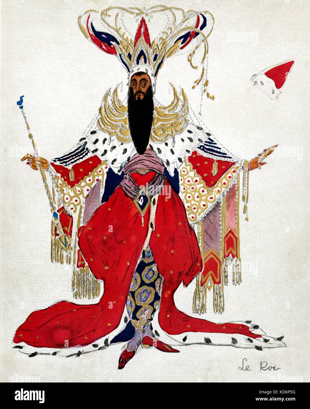 Costume di Potifar in La legende de Joseph, musica di Richard Strauss, coreografia di Fokine, costumi da Leon Bakst (1866 -1924). Prodotto da Diaghilev 's balletto Russe a Paris Opera 15 aprile 1914. Impostare a Venezia. Die Josephslegende / Leggenda di Giuseppe. Egitto Foto Stock