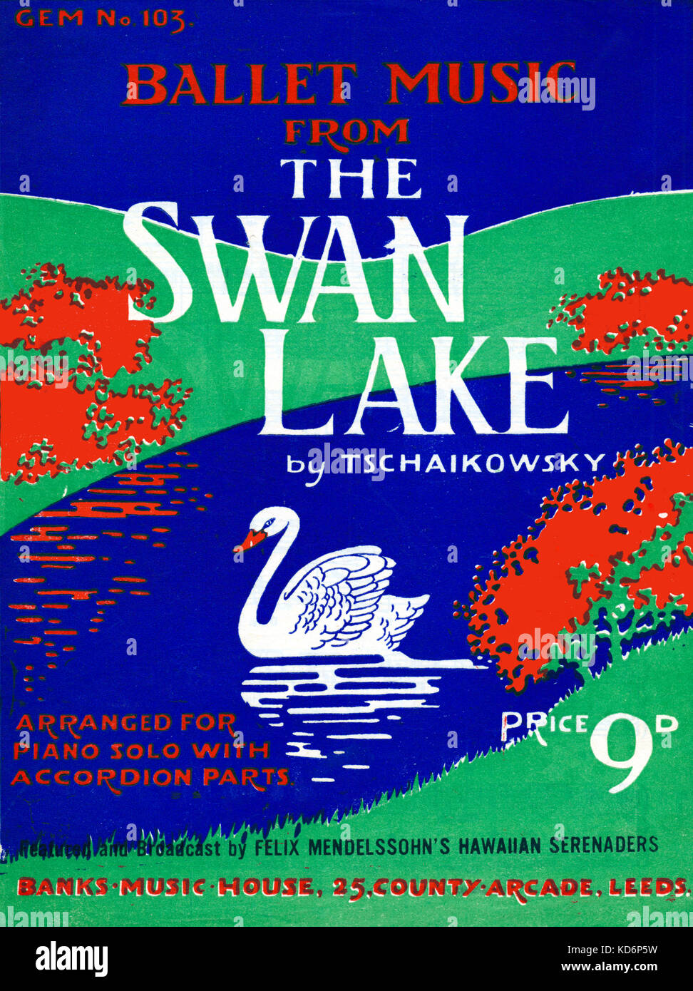 Il lago dei cigni da P I Tchaikovsky, illustrata cliente coprire il compositore russo. 7 Maggio 1840 - 6 Novembre 1893 Foto Stock