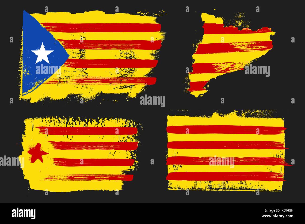 Catalonia bandiere stile grunge Illustrazione Vettoriale