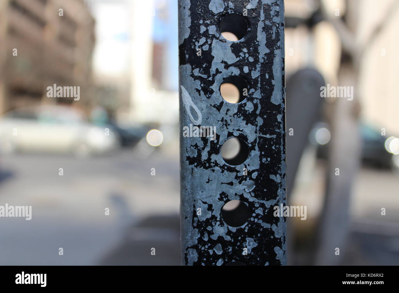 Close up di un anello passacavo nel centro di Des Moines Foto Stock