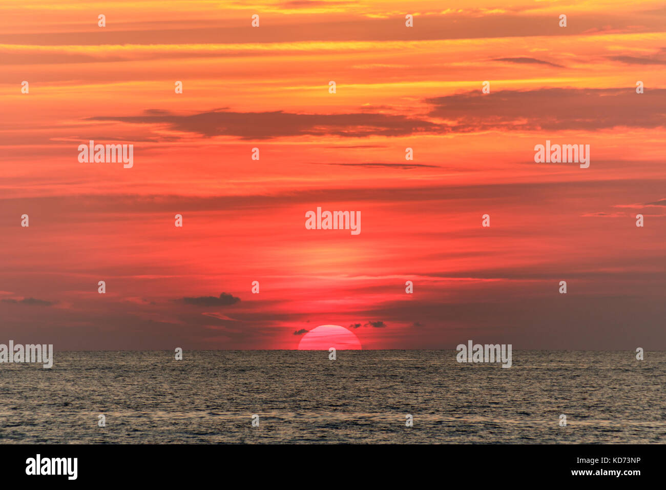 Sorrento il sole di setting, preso dalla punta del Capo. Foto Stock