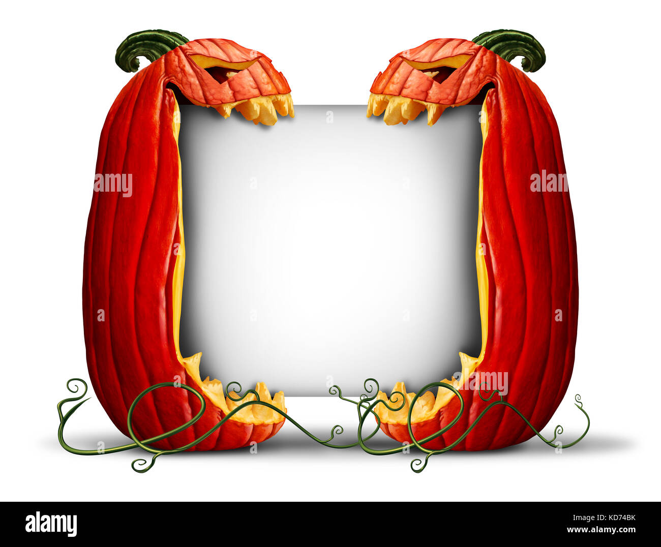 Jack o lanterna firma la promozione Pumpkin halloween sotto forma di segno bianco come spettrali personaggi arancioni come messaggi pubblicitari e di marketing. Foto Stock