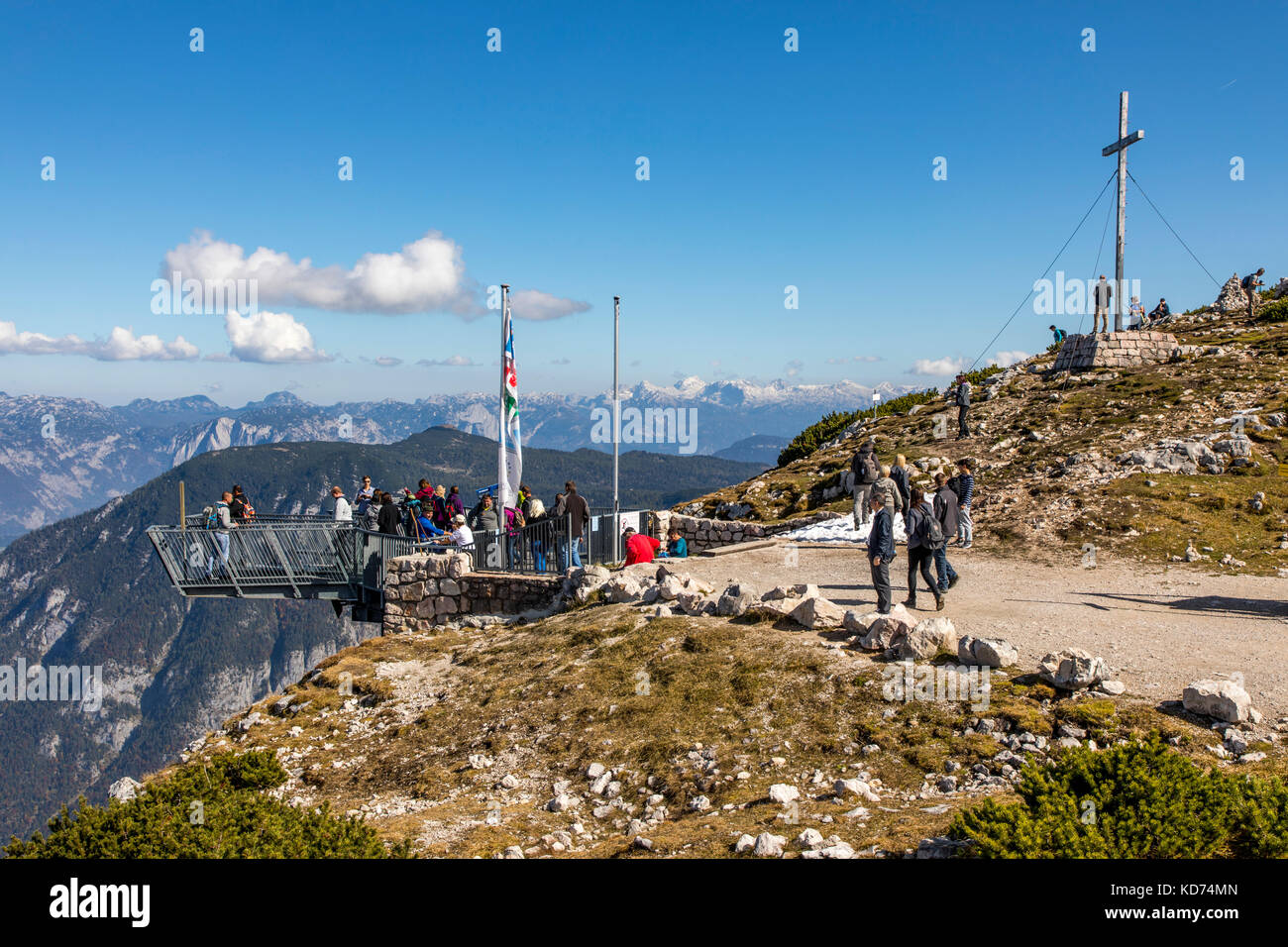 Dachstein mountain range, regione di Oberösterreich, Austria superiore, parte delle Alpi, Cinque dita un deck di visualizzazione, krippenstein mountain summit area, vi Foto Stock