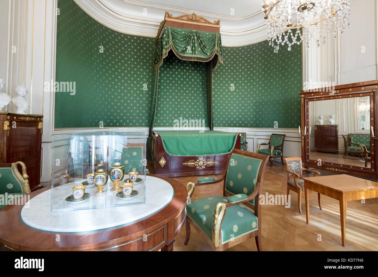 Birthroom del Re Ludwig II di Baviera., il palazzo di Nymphenburg (Schloss Nymphenburg), Monaco di Baviera, Germania Foto Stock
