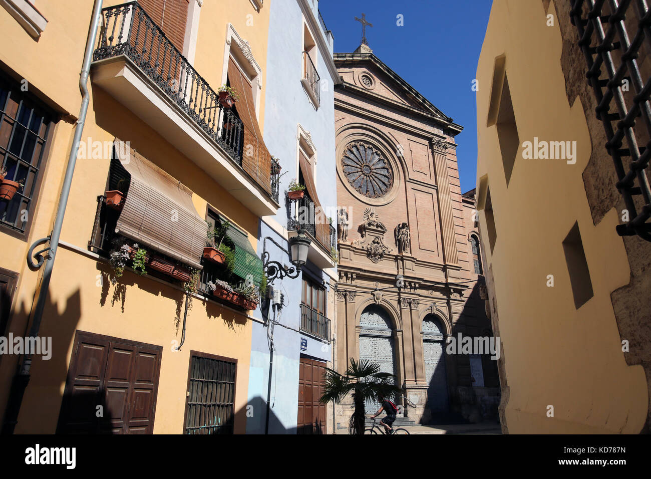 La vista del centro storico della città di Valencia, Spagna Foto Stock
