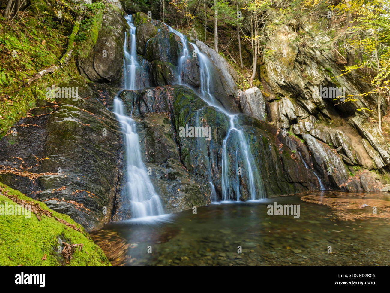 Moss glen falls e piscina verde a Granville, Vermont, lungo vermont route 100. Foto Stock