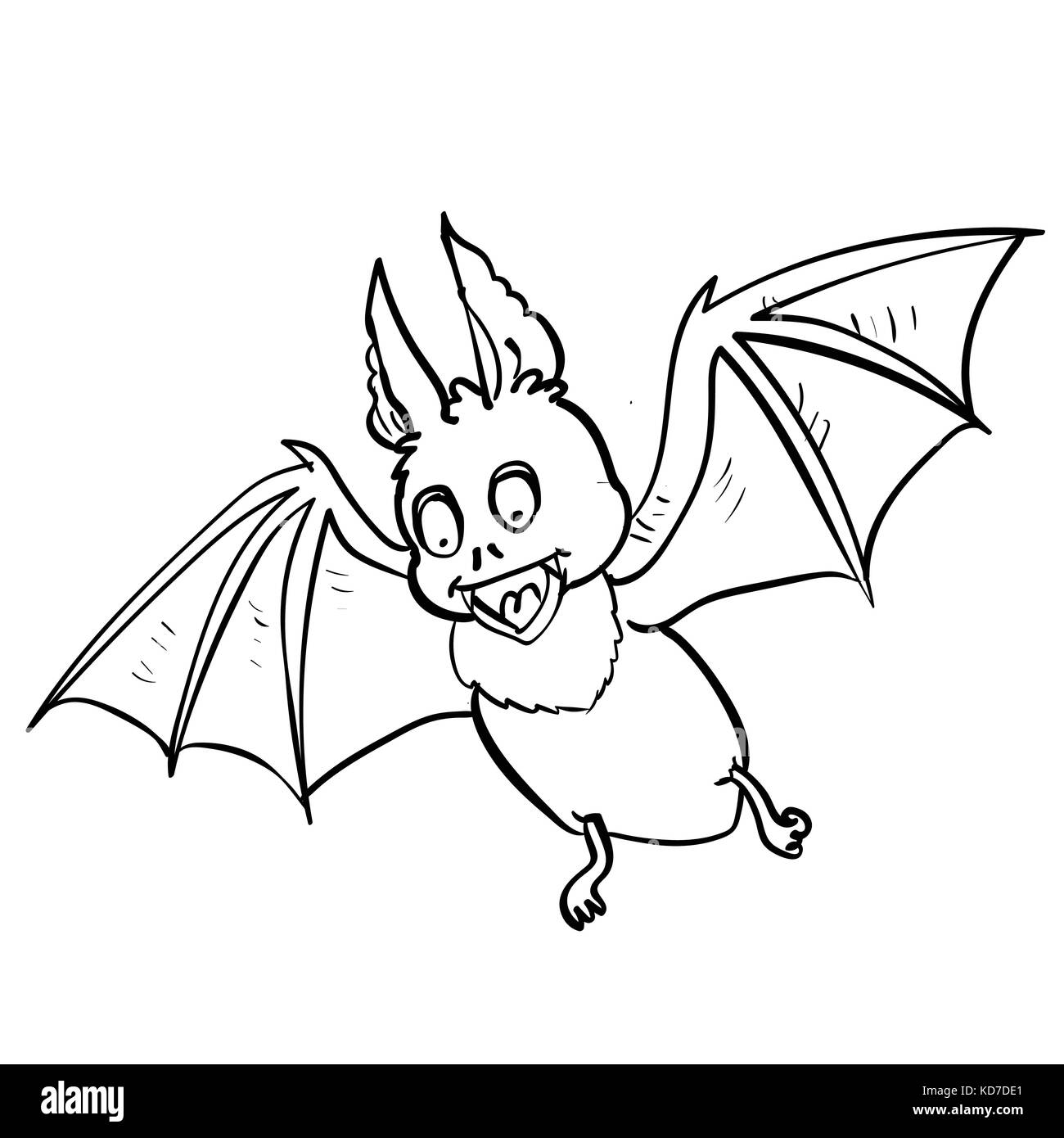 Disegno a mano halloween bat cartoon, vampire male, isolati su sfondo bianco-vector character design. Illustrazione Vettoriale