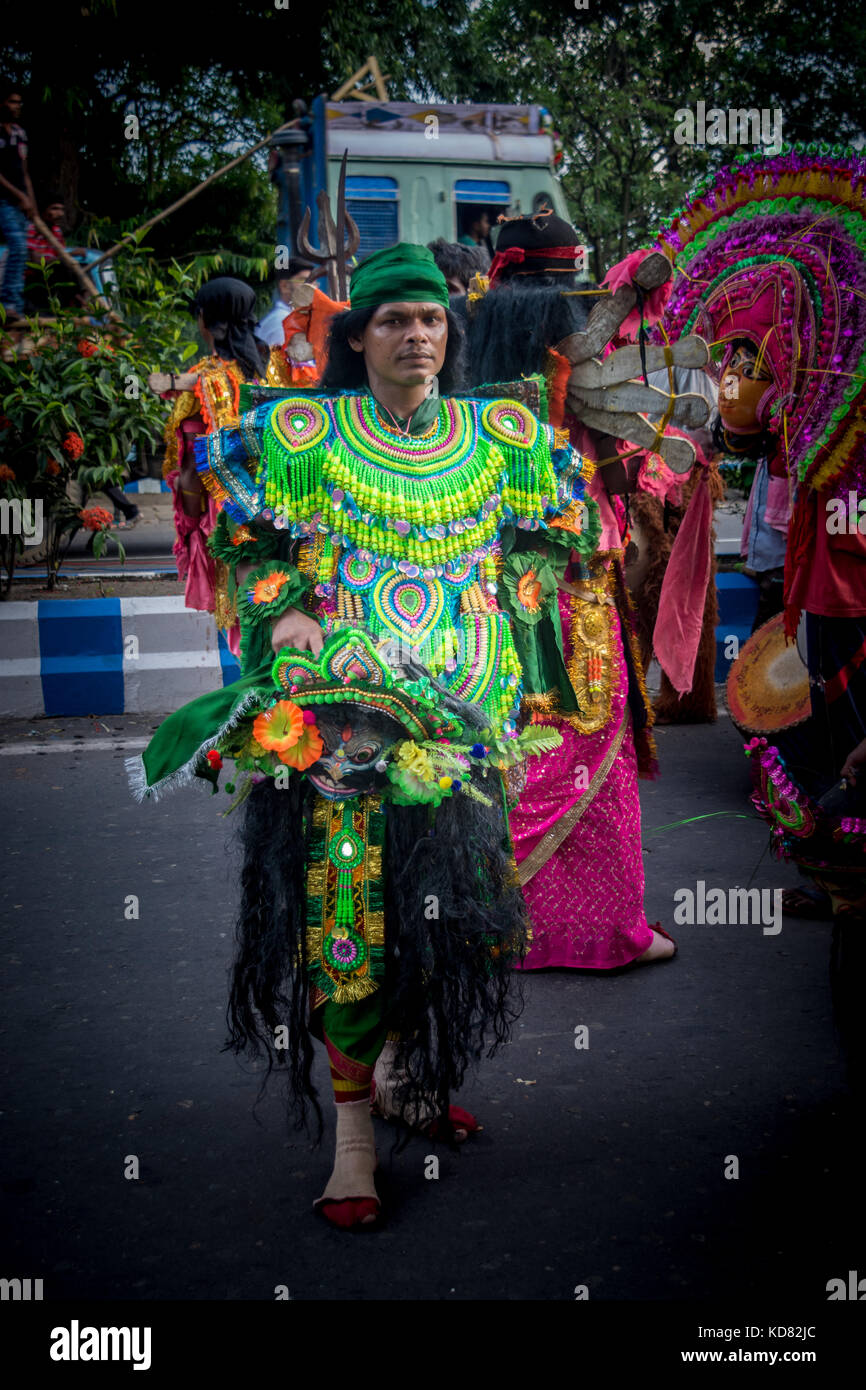 Danza chhou a purulia, Bengala occidentale Foto Stock