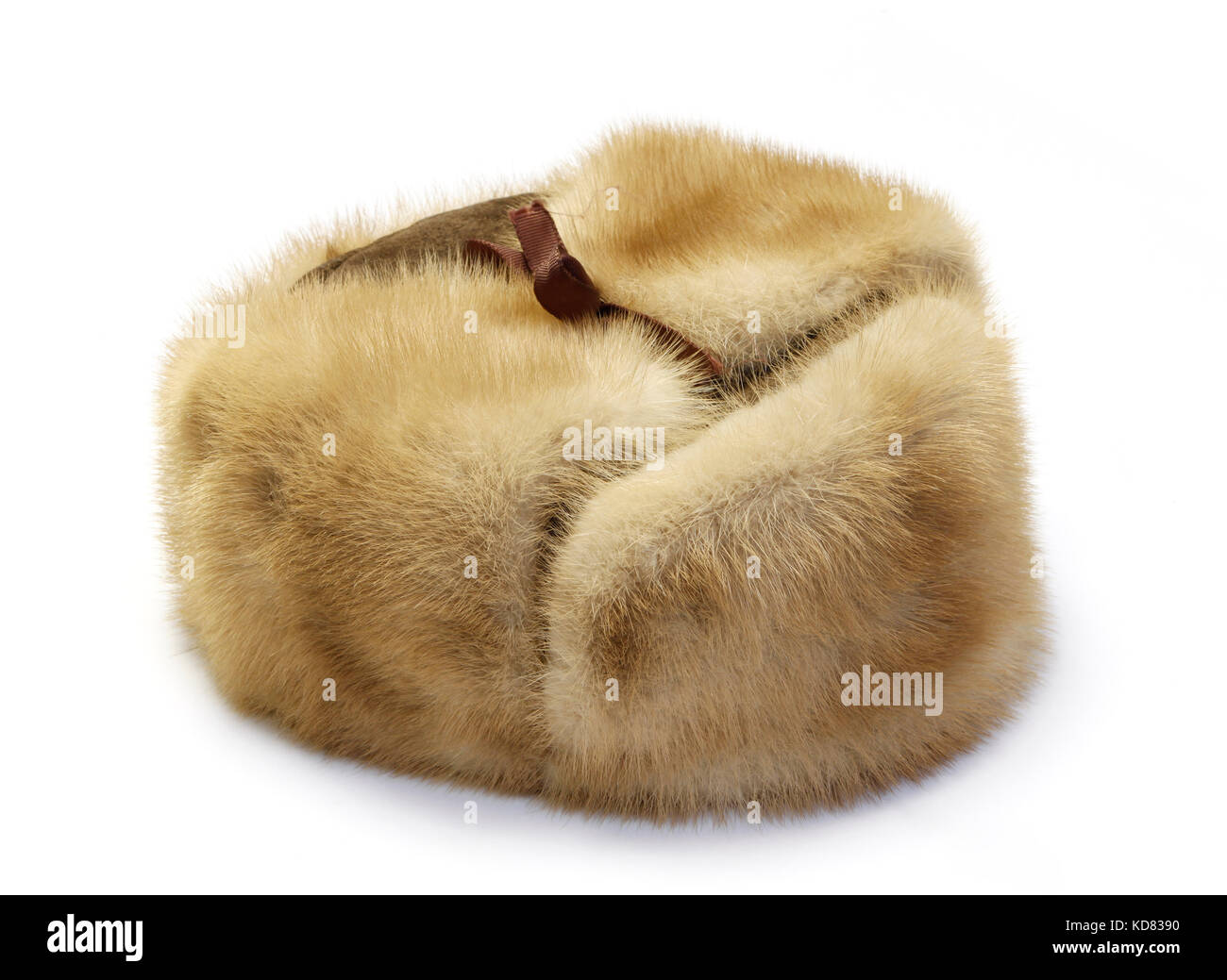 Cappuccio di pelliccia inverno isolato su bianco Foto Stock