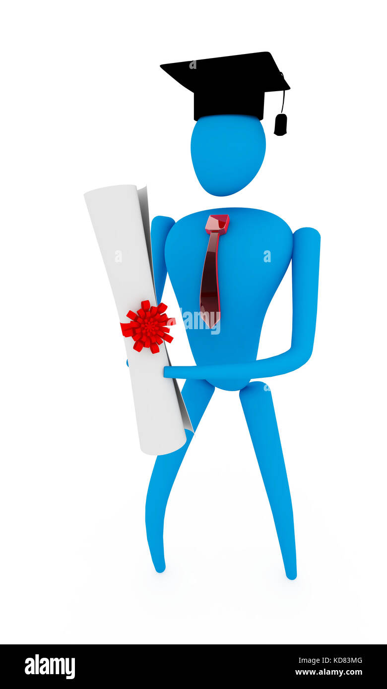 Laureato. Immagine 3d isolati su sfondo bianco. Foto Stock