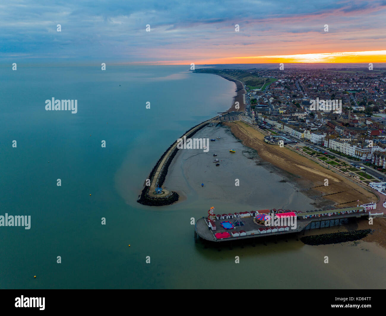 Herne Bay, braccio Kent Neptunes e ripresa aerea del molo Foto Stock