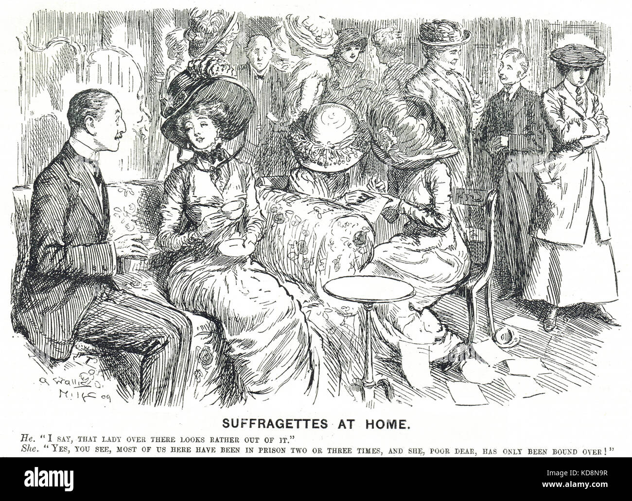 Suffragettes a casa punch cartoon, 1909 Foto Stock