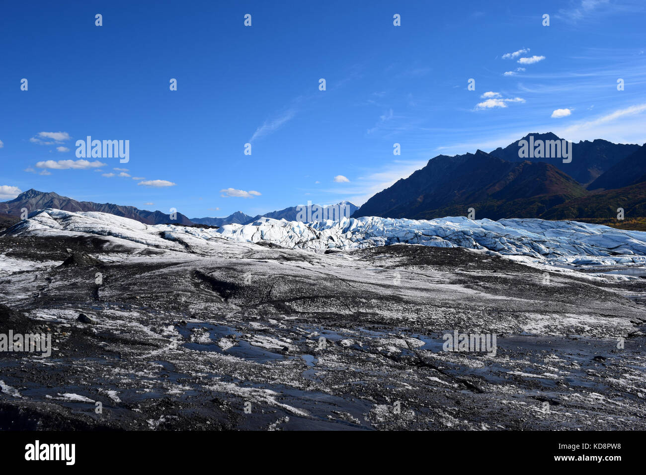 Ghiacciaio Matanuska in Alaska su roccia ghiacciata Foto Stock