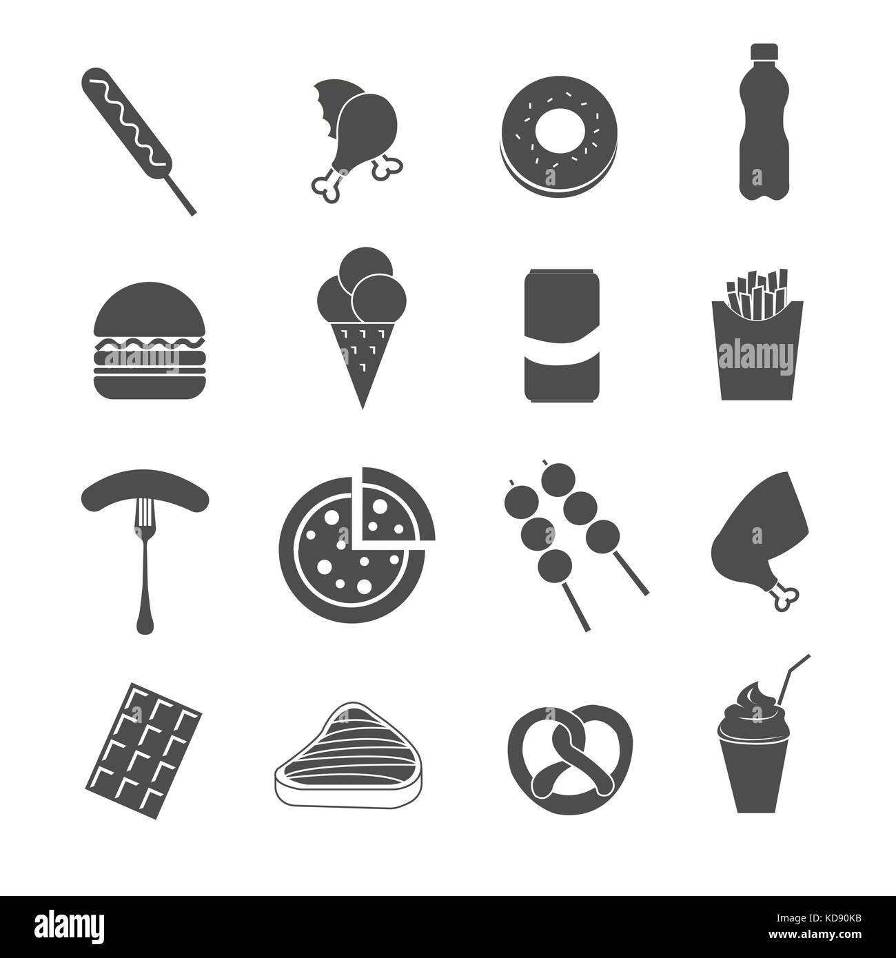 Fast food set di icone vettore Foto Stock