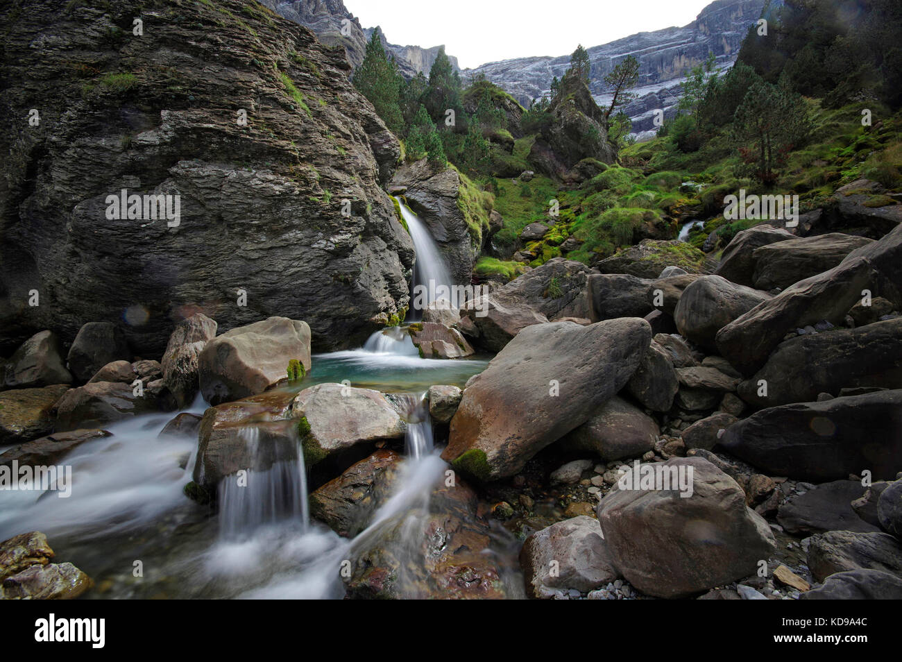 Cascate al Cirque de Gavarnie, Francia Foto Stock