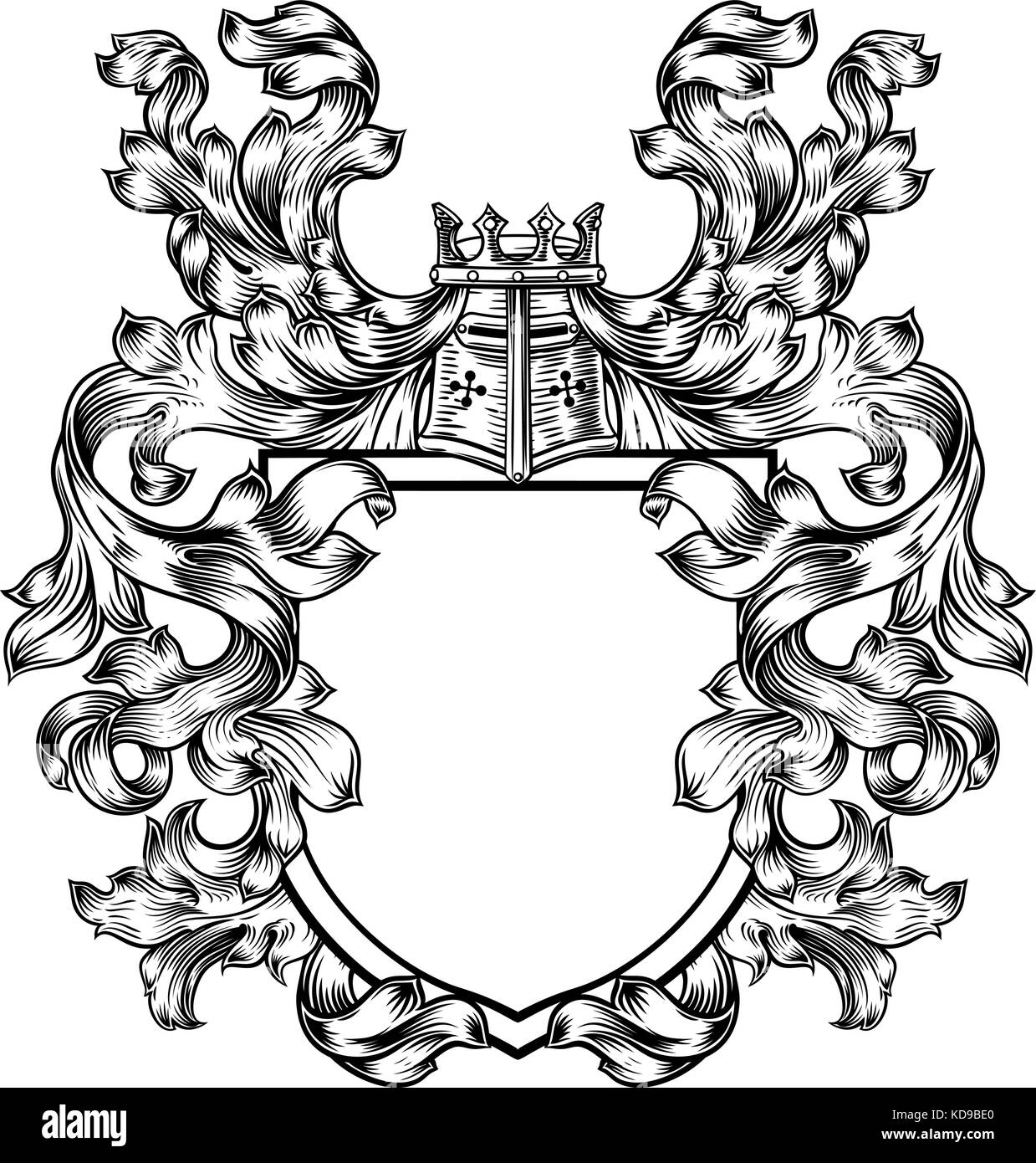 Stemma Crest Crest di Knight Heraldic Shield Illustrazione Vettoriale
