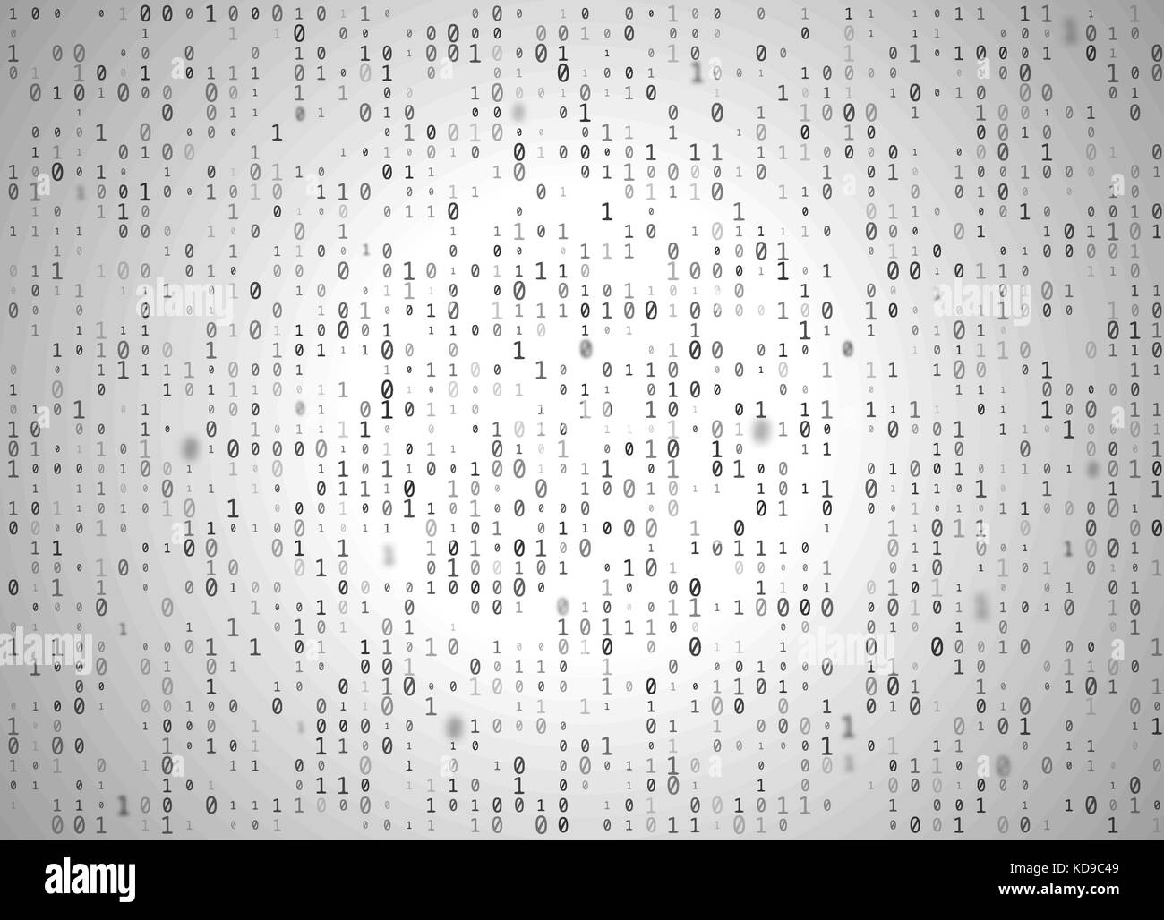Il vettore di codice binario sfondo bianco. Grande dati e programmazione hacking, la decifratura e la crittografia, computer streaming numeri nero 1,0. codifica Illustrazione Vettoriale