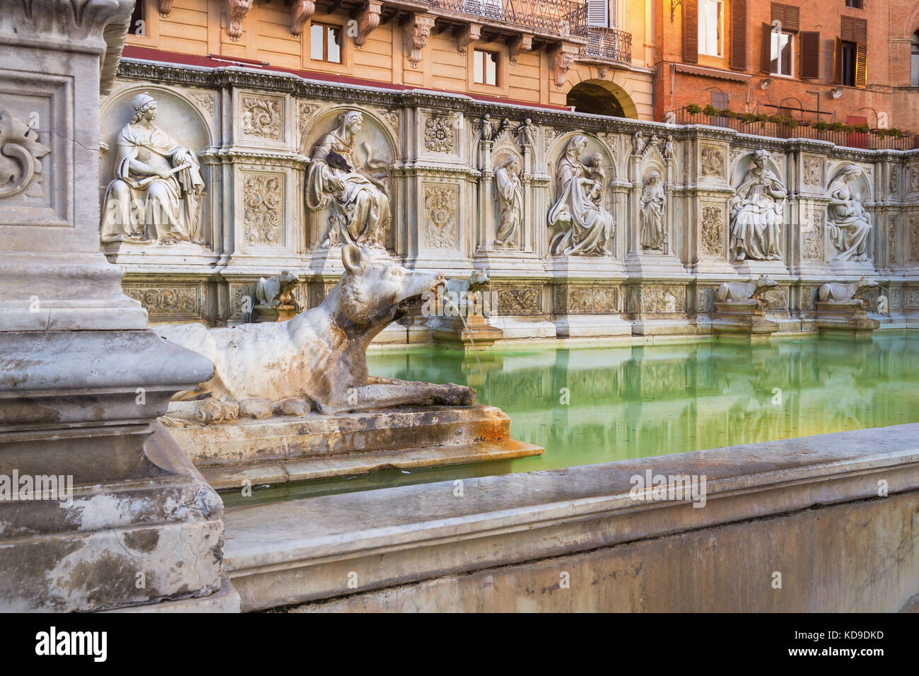Fonte Gaia è una fontana monumentale a Piazza del Campo - Siena, Italia Foto Stock