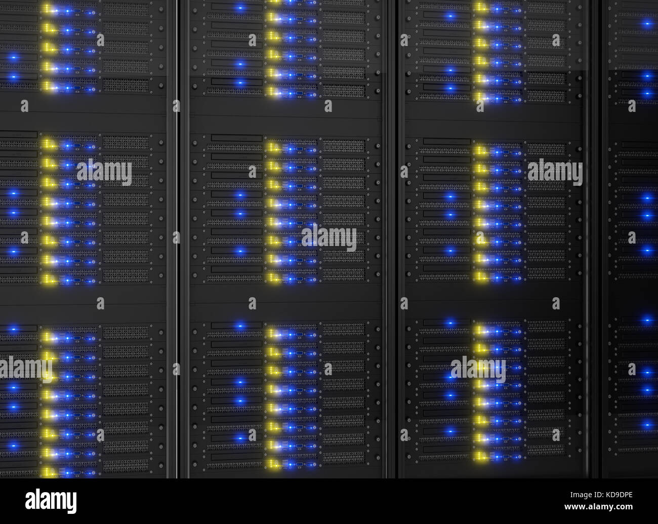 Close-up sul rack per server. Isolato su sfondo bianco Foto Stock