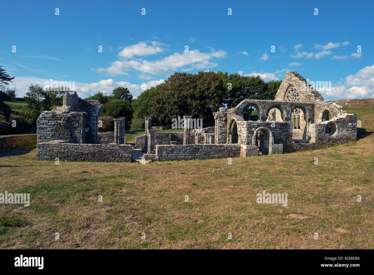 Le rovine di Chapelle de Languidou vicino Plovan Finistere Bretagna Francia. Foto Stock