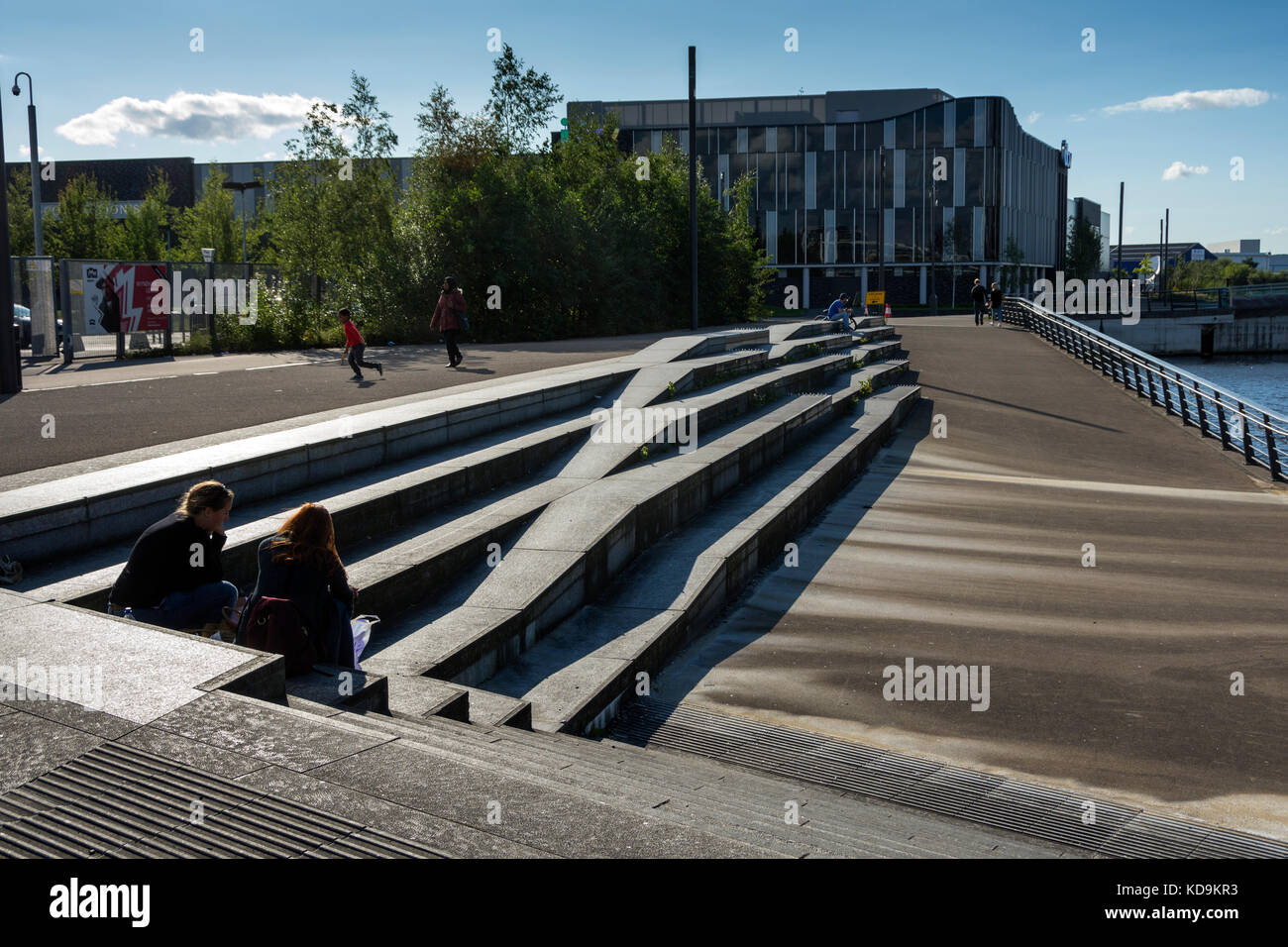 Il Granada studi TV e posti a sedere a Trafford Wharf, Salford Quays, Manchester, Inghilterra, Regno Unito Foto Stock