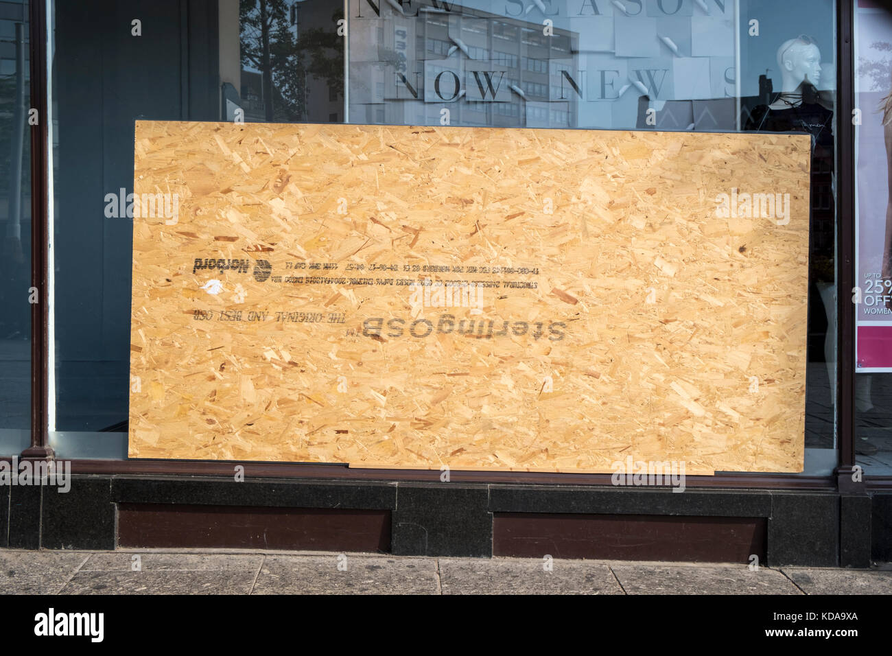 Saliti fino vetrina, Nottingham, Inghilterra, Regno Unito Foto Stock