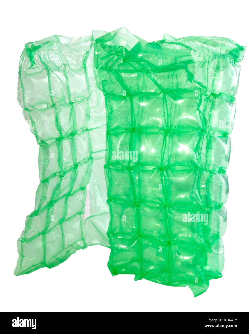 Verde cuscino ad aria il materiale di imballaggio. verticale. Foto Stock
