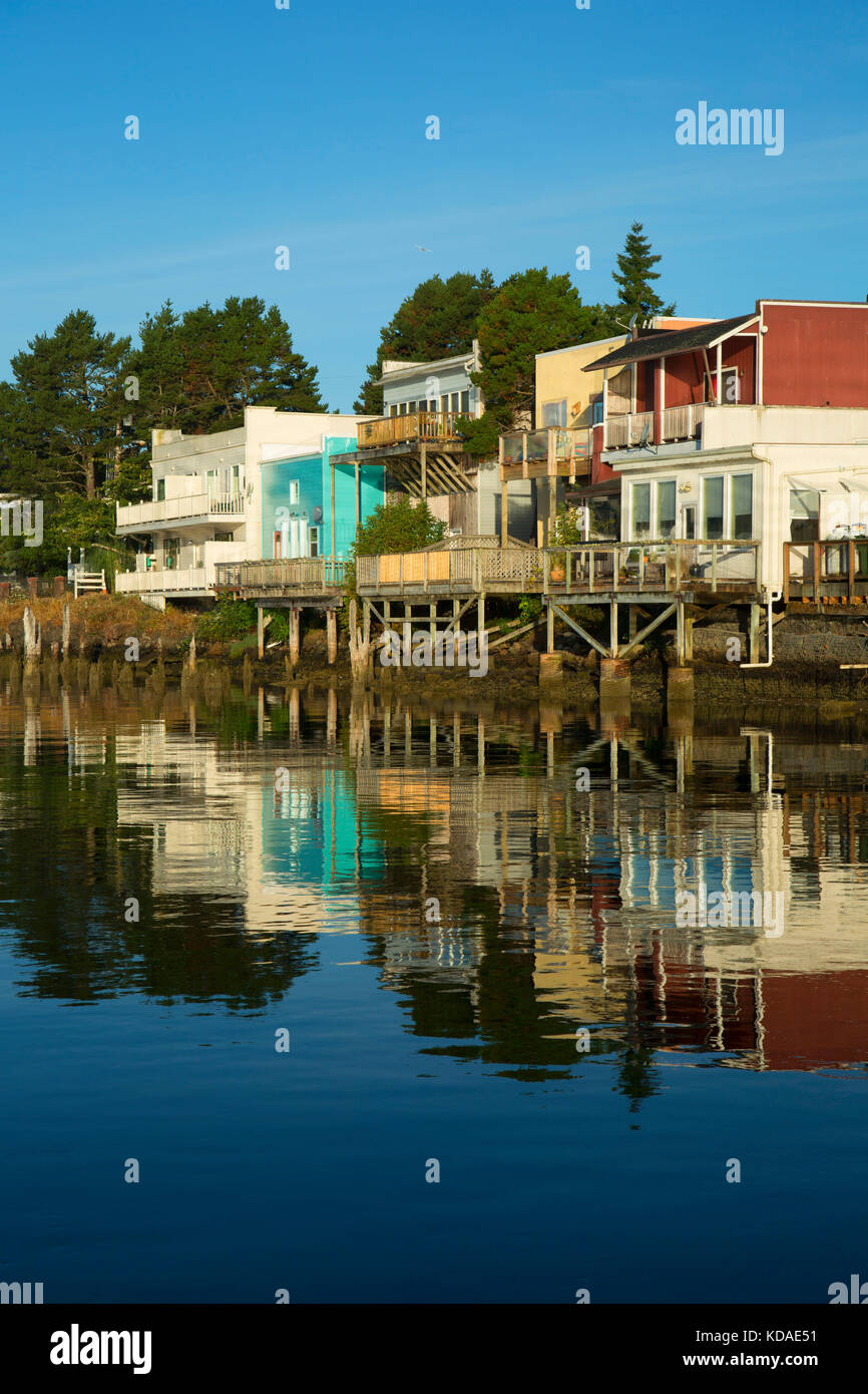 Siuslaw Bay waterfront, Firenze, Oregon Foto Stock