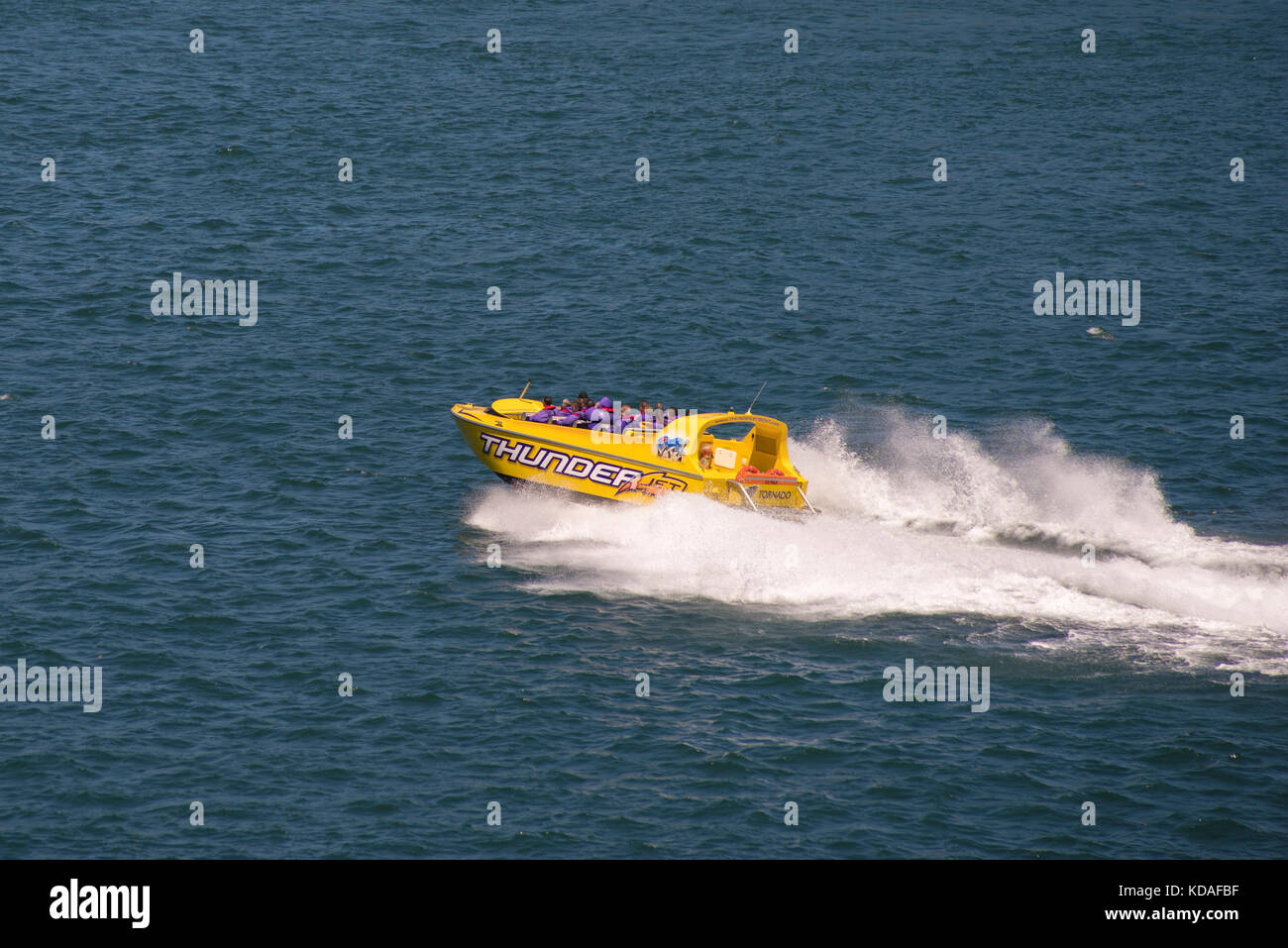 Thunder Jet Boat nel porto di Sydney, Australia Foto Stock