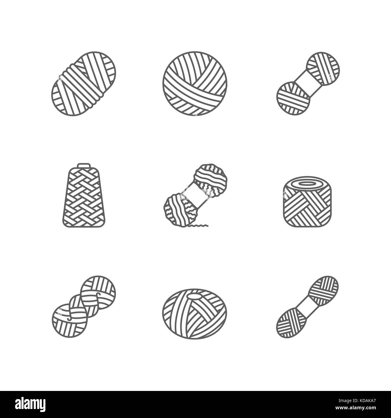 Lana di filato, cashmere o pallina acrilica per hobby a maglia. Icona di matassa in lana per negozio fatto a mano e altri progetti di design a maglia Illustrazione Vettoriale