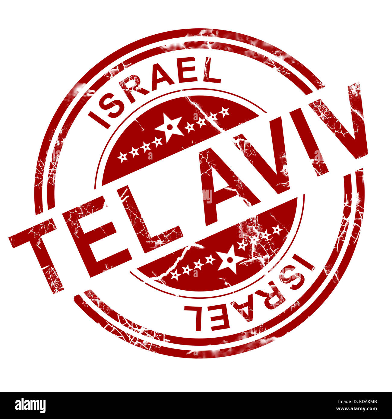 Red tel aviv timbro con sfondo bianco, rendering 3D Foto Stock