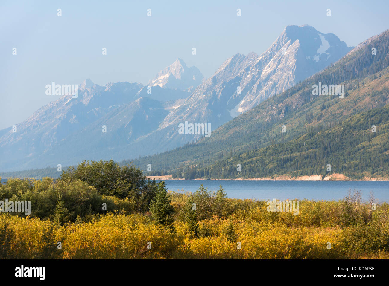 Jackson Lake, Moran, Grand Teton National Park, Wyoming, Stati Uniti Foto Stock