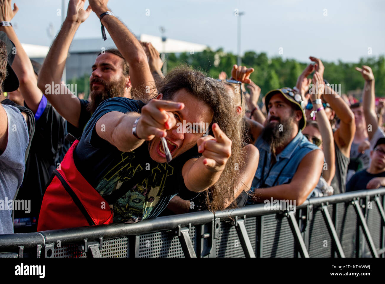 MADRID - Jun 22: Linkin Park (music band) eseguire in concerto presso il Download (musica heavy metal festival) il 22 giugno 2016 a Madrid, Spagna. Foto Stock