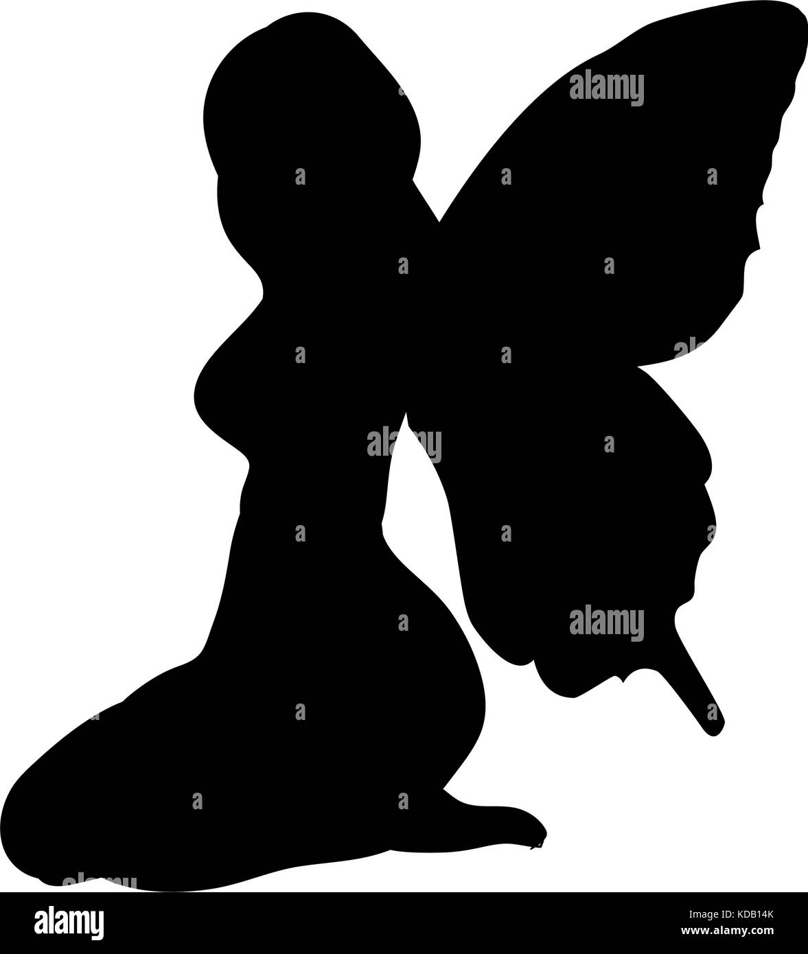 Silhouette di fairy fairytale fantasy magico. illustrazione vettoriale. Illustrazione Vettoriale