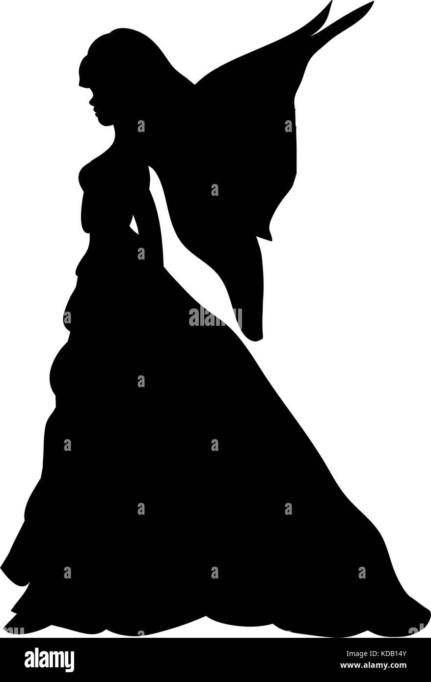 Silhouette di fairy fairytale fantasy magico. illustrazione vettoriale. Illustrazione Vettoriale