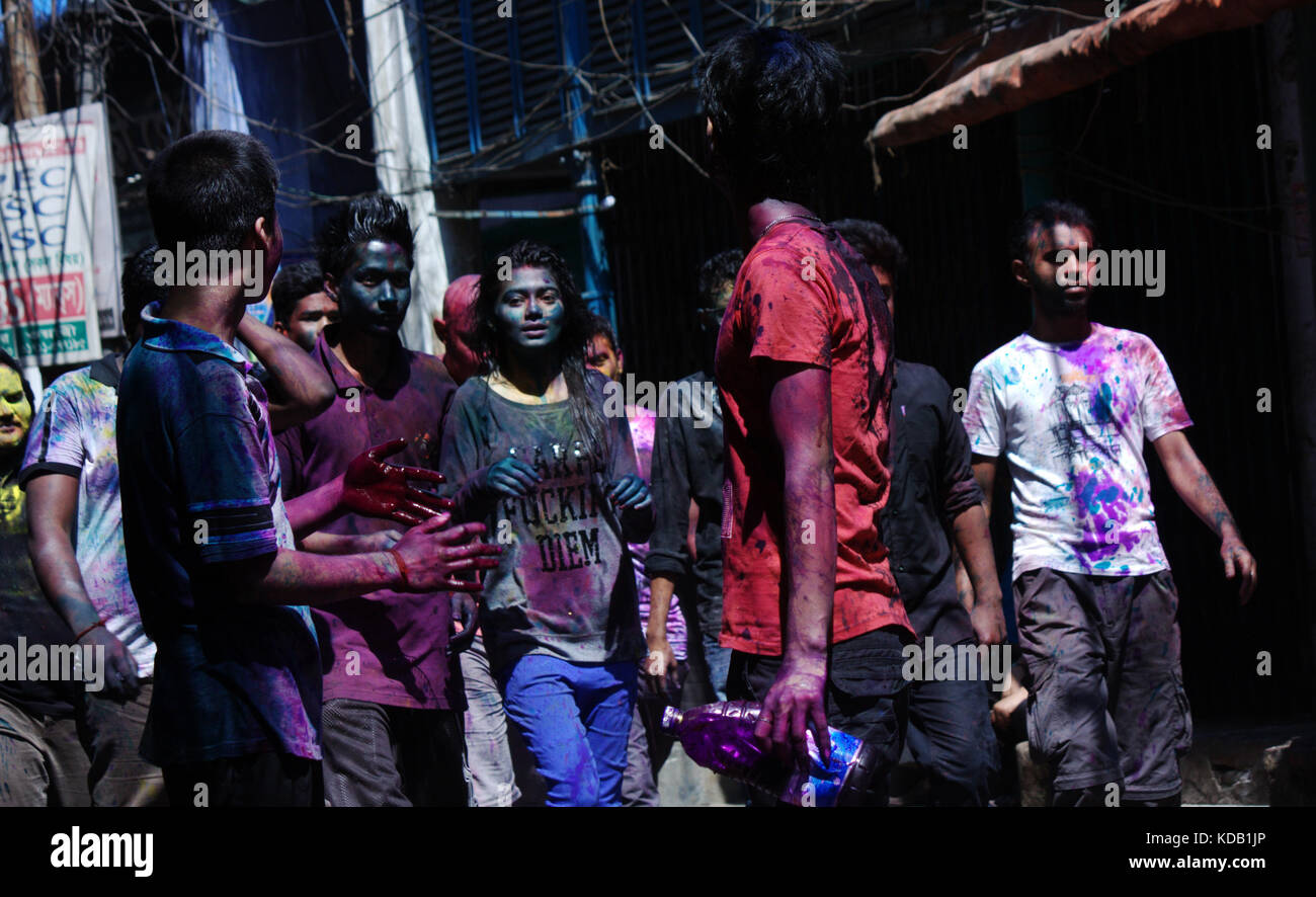 Holi o phagwah è un famoso festival di primavera. holi commemora il massacro del demoness holika dal signore Vishnu è devoto prahlad. Così, il festiva Foto Stock