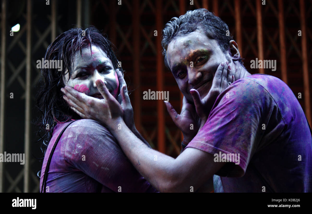 Holi o phagwah è un famoso festival di primavera. holi commemora il massacro del demoness holika dal signore Vishnu è devoto prahlad. Così, il festiva Foto Stock