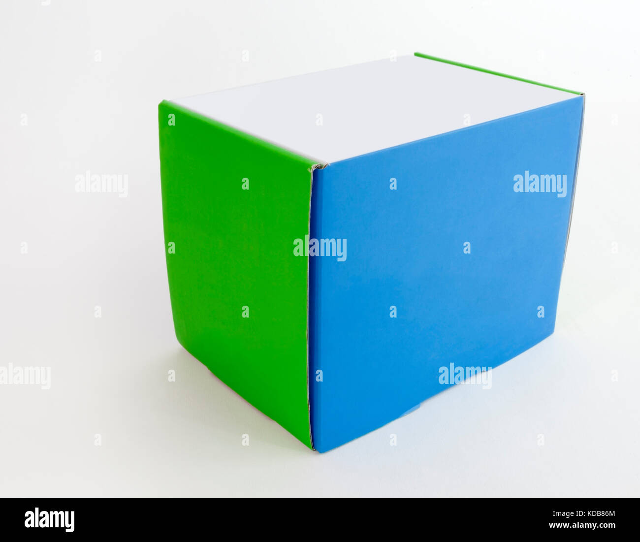 Semplice quadrato blu, verde e bianco box. Foto Stock