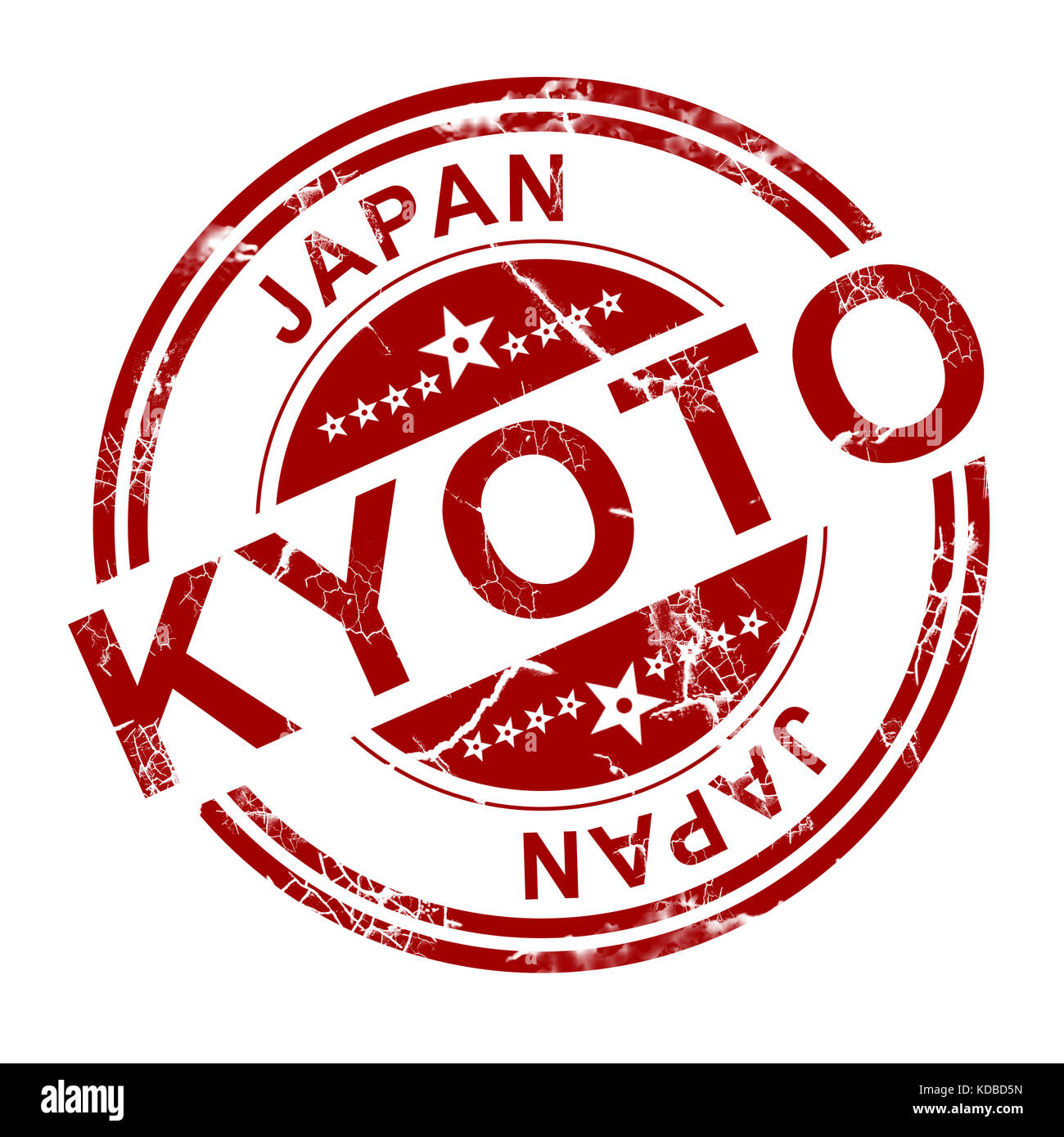 Rosso timbro di Kyoto con sfondo bianco, rendering 3D Foto Stock
