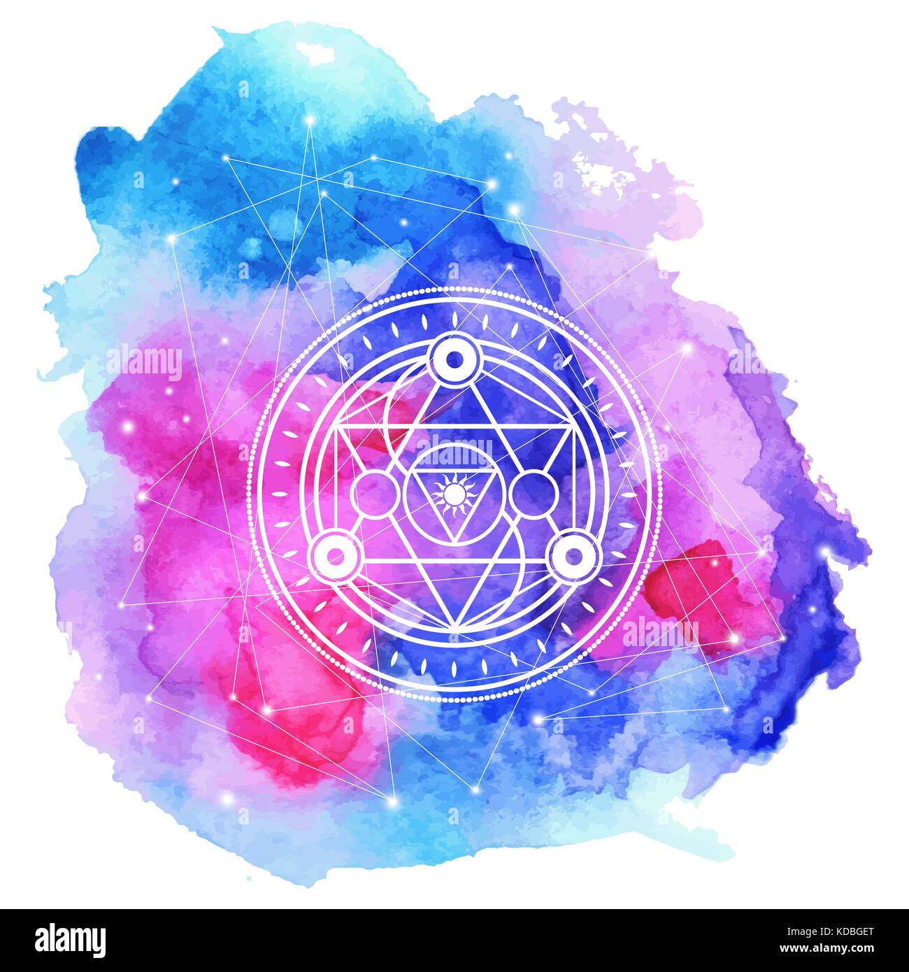 Simbolo sacro in bright watercolored background. Vector eleme Illustrazione Vettoriale