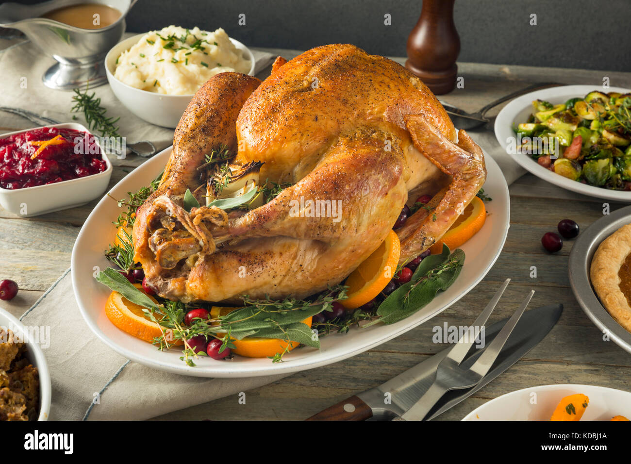 Organici intervallo libero in casa tacchino del Ringraziamento con i lati Foto Stock