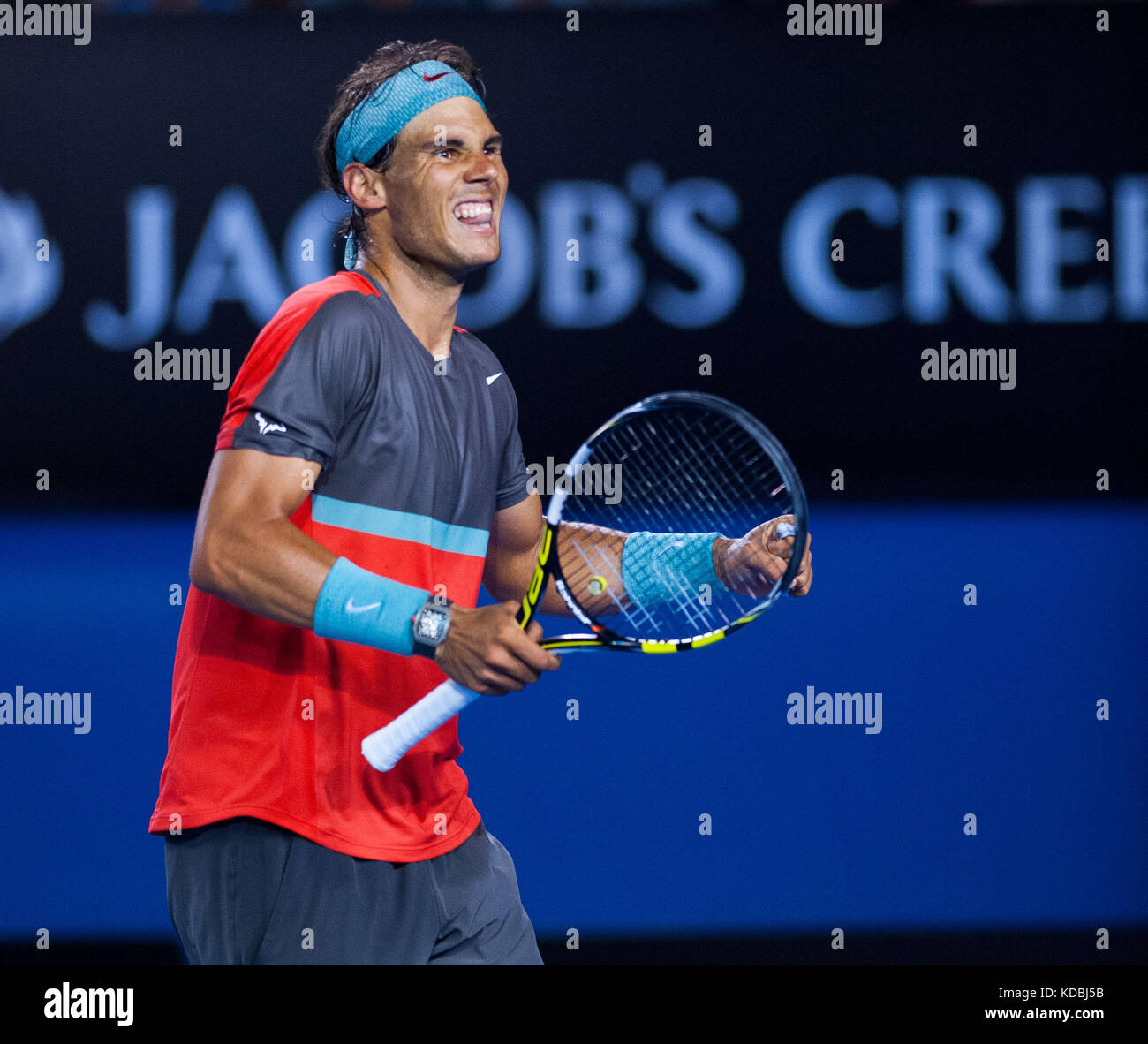 Rafael Nadal in campionato giocare presso l'Australian Open Foto Stock