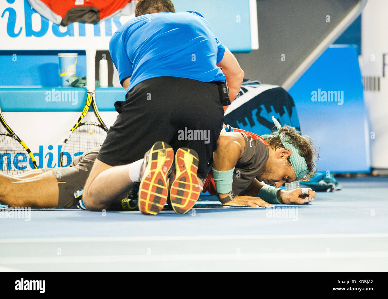 Rafael Nadal in campionato giocare presso l'Australian Open Foto Stock