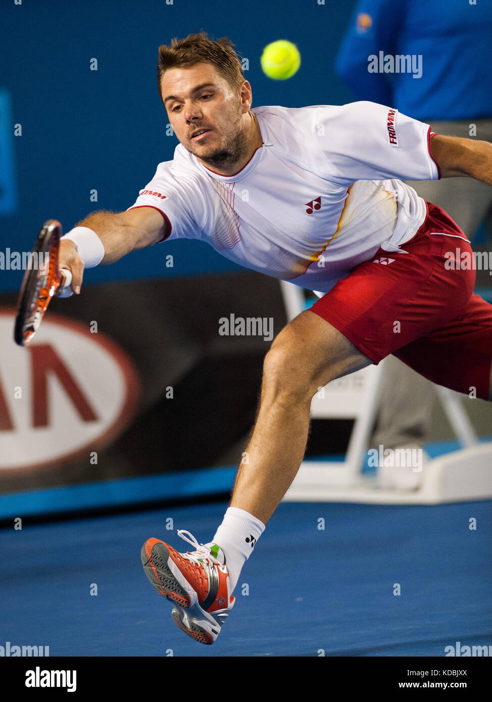 Stanislas Wawrinka della Svizzera ha vinto la sua prima finale del Grande Slam, l'ottavo seme che durerà T. Berdich della Repubblica Ceca nel 6 Foto Stock