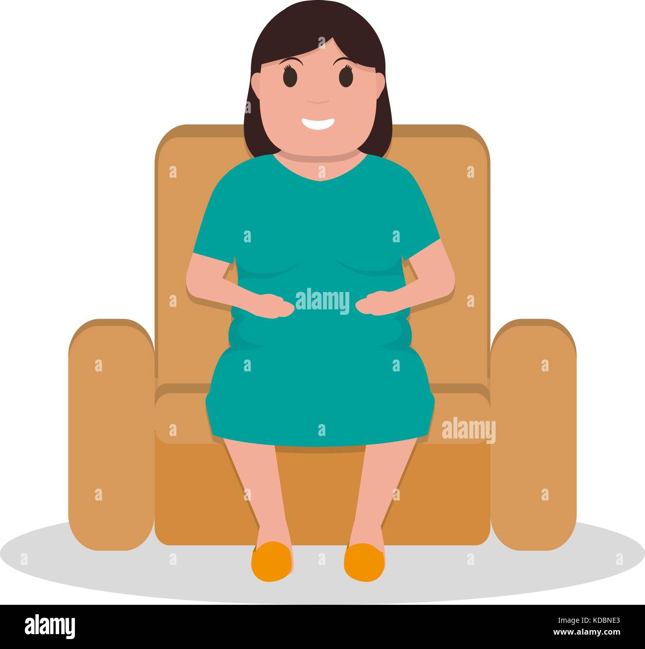 Vector cartoon grasso donna seduta in una poltrona Illustrazione Vettoriale