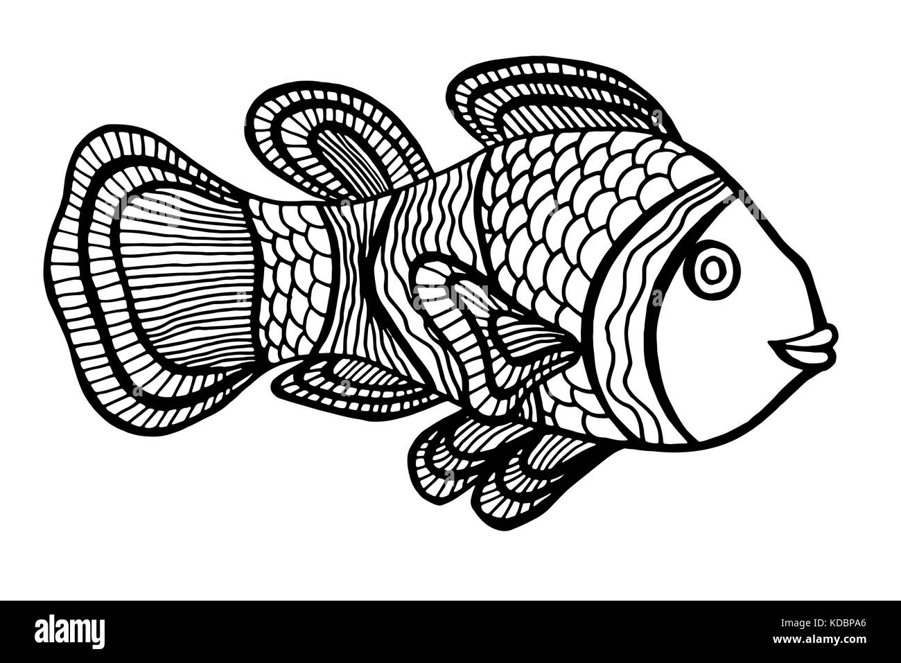 Monocromatico clownfish. illustrazione vettoriale. isolato su bianco Illustrazione Vettoriale