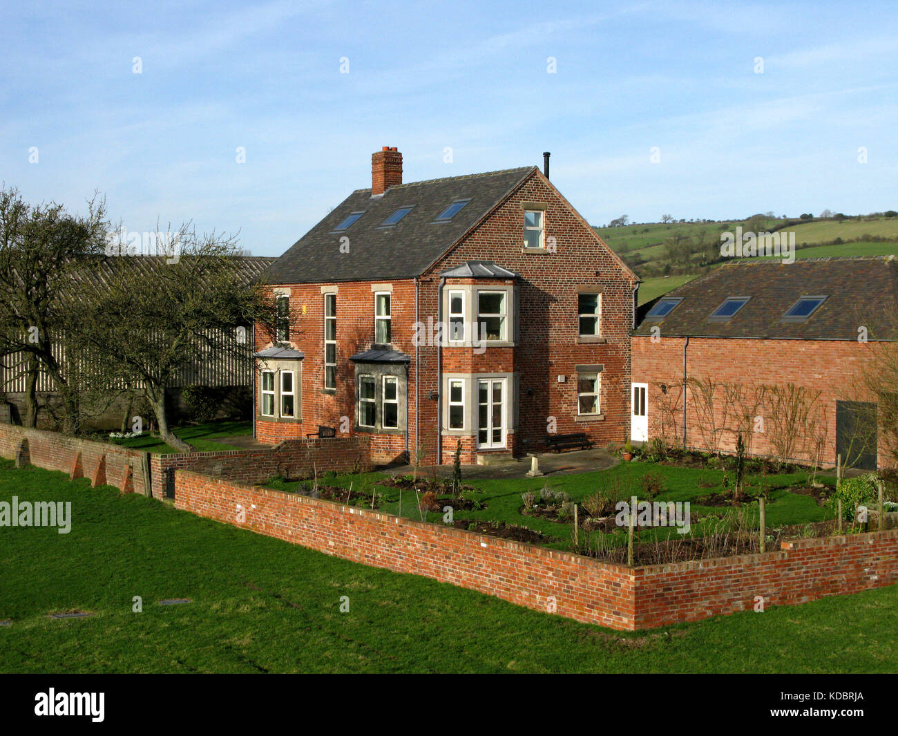 Elevata dal punto di vista dei grandi proprietà derbyshire Foto Stock