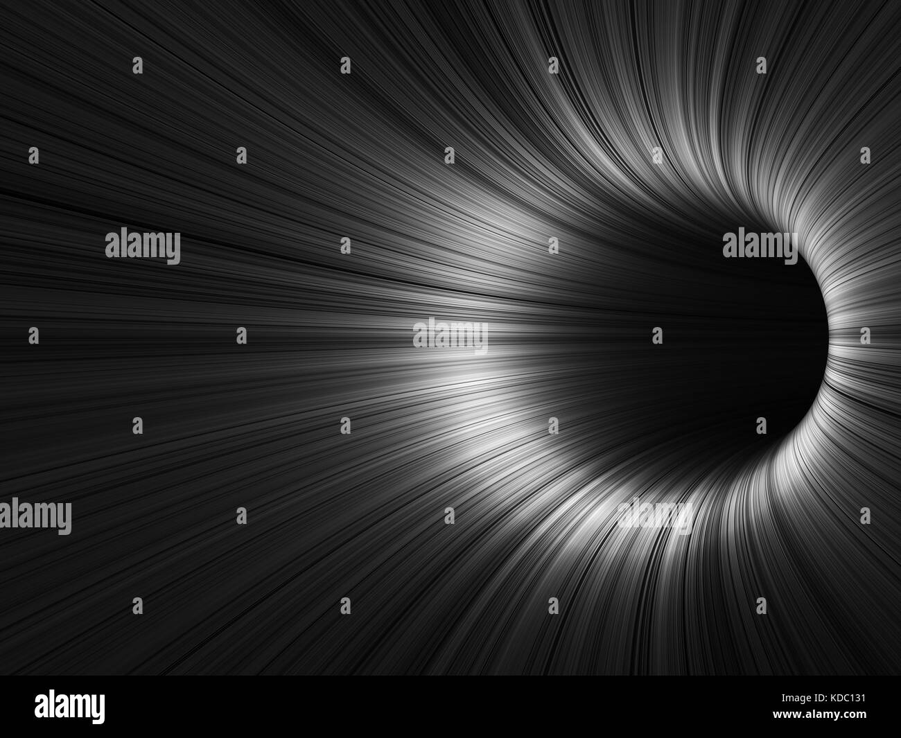 Abstract sfondo digitale, tunnel nero con linee incandescente, 3D Rendering immagine Foto Stock