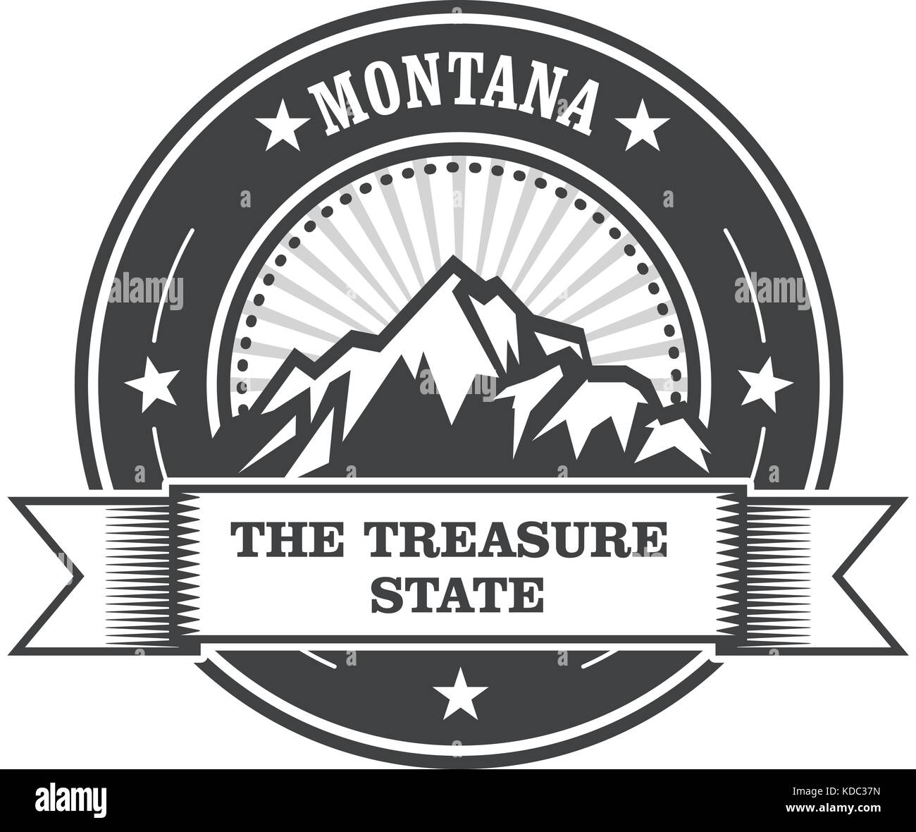 Montana Monti - Stato del tesoro etichetta timbro Illustrazione Vettoriale
