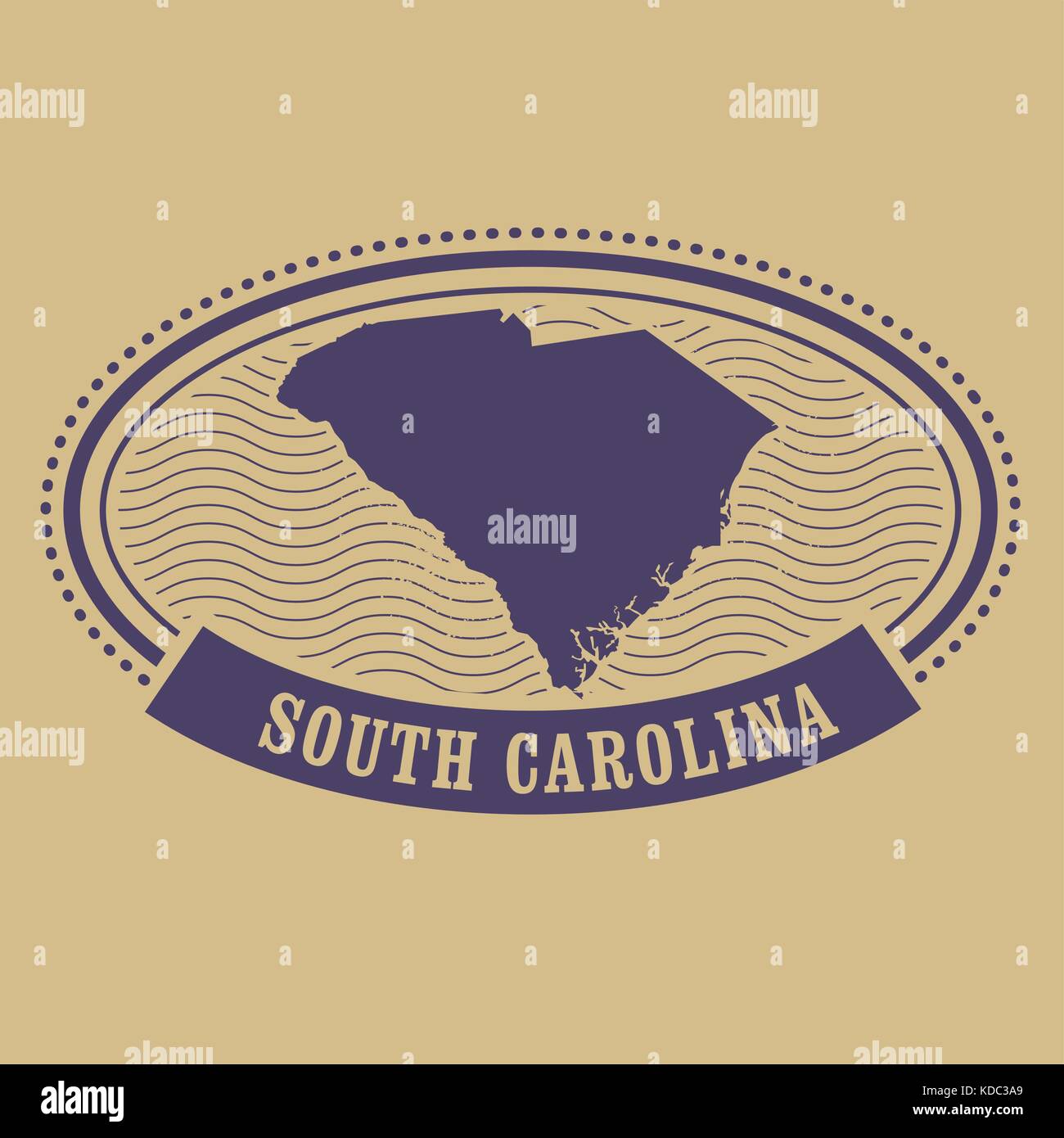 Carolina del sud mappa silhouette - timbro ovale Illustrazione Vettoriale